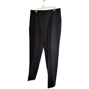 Winter Louis Rafael Soft Wool Black Pleated Dress Slacks Trousers 36x30 Cuffed